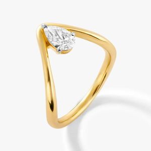Bague en or jaune 14 carats avec diamant de laboratoire CVD taille poire certifié IGI, couleur FG, pureté VS1, bijoux fins de luxe pour femme, fiançailles - Product Image 2