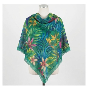Pañuelo de Chifón con Estampado Tropical para Mujer, Chal Largo Cuadrado, Accesorio Casual Multifuncional de Verano - Product Image 1
