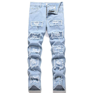 New Denim Jeans <b>Men</b> <b>Stretch</b> Straight Style Business Formal Casual 100% Cotton Blue Jeans Winter Autumn Breathable Eco-Friendly - Product Image 1