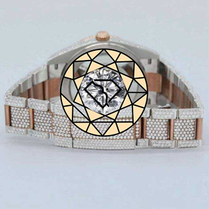 Women's Lab Diamond <b>Watch</b> Stainless Steel Round <b>Case</b> Analog Quartz 36mm Deployment Clasp Sapphire Crystal Dial <b>Watch</b> - Product Image 4