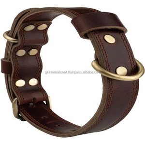 Collar de perro de cuero resistente de primera calidad, costura duradera y ajuste de calidad, collar de perro de cuero ajustable completo para mascotas de todos los tamaños - Product Image 3