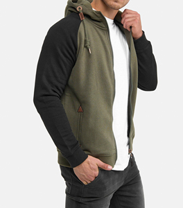 Veste zippée à capuche pour homme, grande taille, en polaire 100 % polyester, style streetwear, manches raglan, motif lettres, haute qualité, sur mesure - Product Image 3