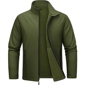 Veste Softshell d'extérieur coupe-vent respirante noire unie avec poche poitrine zippée, personnalisable OEM, très vendue - Product Image 5