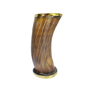 Buffalo Horn Viking Glass and White Beer Tankard Drinking Horn Glass With <b>Handmade</b> Polished Horn For red wine - Product Image 1