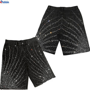 Pantalones Cortos Vaqueros Oversize Estilo Urbano Vintage para Hombre, con Logotipo Personalizado y Diseño de Pedrería, Pantalones Cortos de Mezclilla Holgados para Hombre - Product Image 6