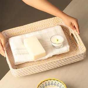 Plateau de rangement rectangulaire en rotin, élément décoratif de luxe, pour parfums, cosmétiques, bijoux, idéal pour chambre, maison, hôtel - Product Image 4