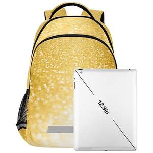 <b>Gold</b> Glitter Cheer Dance Practice <b>Backpacks</b> Custom Book Yellow Bling Fashion Laptop Bags College Bag for Cheerleading Sports - Product Image 6