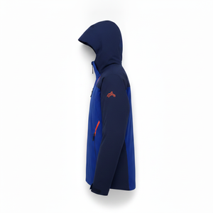 Veste matelassée à capuche bleu marine pour homme, vêtement d'extérieur sportif imperméable pour l'hiver avec logo de ski imprimé et fermeture éclair - Product Image 2