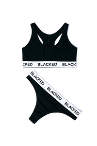 Ensemble de lingerie noire L&J BLACKED Extreme Sexy, sous-vêtements de sport sans couture, soutien-gorge de sport léger et respirant, effet push-up - Product Image 4