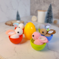 Œufs de Pâques classiques en plastique en gros à prix abordable, décorations 47*64mm couleur macaron avec lapin en peluche mignon