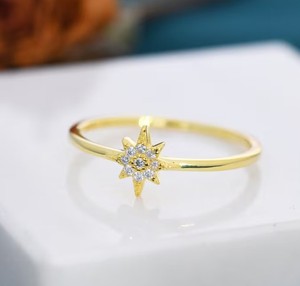 แหวนเงินแท้รูปดาว แหวนดาวเล็กๆ แหวนซ้อนกันได้ แหวนดาวประดับเพชร CZ - Product Image 4