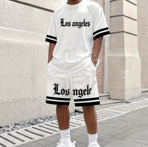 Custom Men Summer Breathable Sports 2-Piece <b>Set</b> Oversized T-Shirt Shorts Printed Moto & Biker Streetwear Tracksuit Plus Size - Product Image 5