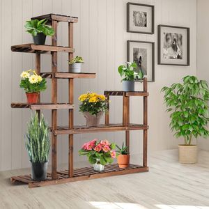 Étagère murale et présentoir à fleurs à 7 niveaux en bois pour exposition de plantes - Product Image 1
