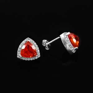 Pendientes de Zafiro Rosa en Forma de Tríguílón, Plata de Ley 925, Regalo de Compromiso para Mujer, Joyería de Lujo - Product Image 2