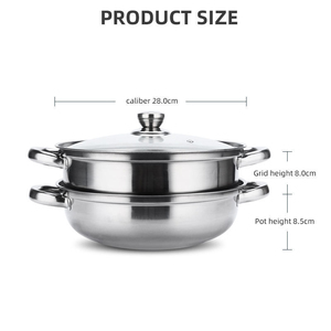 Stainless Steel Soup <b>Pot</b> with Glass Lid Double Handles <b>Induction</b> Compatible Modern Design Multi-layer Coating Dishwasher Safe - Product Image 2