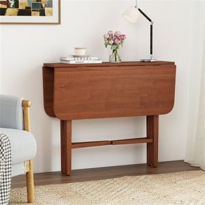 Natural Wood Tone Corner <b>Dining</b> <b>Table</b> for 2-4 <b>Space</b>-<b>Saving</b> Foldable Kitchen Set Metal Legs Sintered Stone Material Walnut Color - Product Image 3