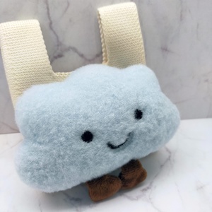 กระเป๋าถักขนาดเล็กสีฟ้าอ่อนนุ่ม มีลายเมฆ 3 มิติที่ด้านหน้า ใช้เป็นกระเป๋าใส่เหรียญ กระเป๋าใบเล็กสำหรับวันเกิดหรือของที่ระลึก - Product Image 1