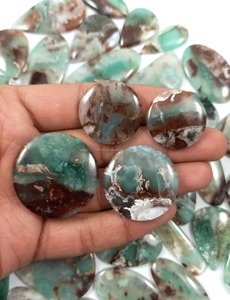 Vente en gros de pierres précieuses naturelles en quartz Aquaprase, cabochons de haute qualité à dos plat pour la fabrication de bijoux, collection unique de pierres précieuses - Product Image 4
