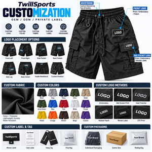 Men's Black Cargo <b>Shorts</b> Mid Waist Drawstring Quick Dry <b>Waterproof</b> Bermuda <b>Shorts</b> Pockets Front Casual Style Customized Tactical - Product Image 5