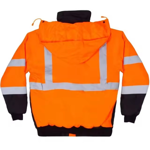 2026 Cheap Price High Visibility Safety <b>Jacket</b> Class 2 Waterproof Orange Reflective Work Bomber Coat with Fur Collar - Product Image 2