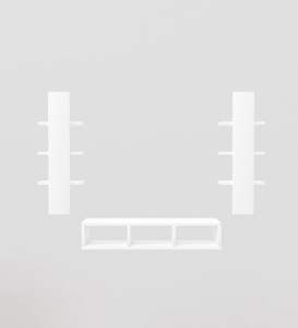 Meuble TV mural en bois pour décodeur et étagères à livres, couleur blanc - Product Image 2