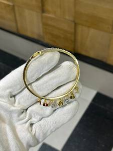 Cute Gold Plated Bezel Set Charm Bracelet with Zircon <b>Key</b> <b>Lock</b> <b>Star</b> Flower Pendant Unisex Fashion Bangle Jewelry Party Gift - Product Image 5