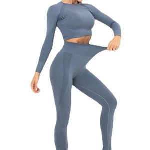 Ensemble de yoga minimaliste 2 pièces taille haute pour femme, avec leggings longueur cheville, pour le sport et le contouring corporel, haute performance - Product Image 4