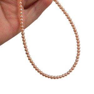 Collar de Perlas de Agua Dulce Natural de 3-4 mm, Cuentas Pequeñas de Arroz con Cadena para Clavícula, Collar de Perlas Brillantes - Product Image 5