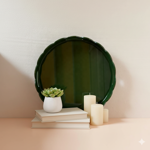 Bandeja de Laca de Estilo Moderno Hecha a Mano, Bandeja Redonda con Borde Decorativo Festoneado Inspirado en Flores - Product Image 5