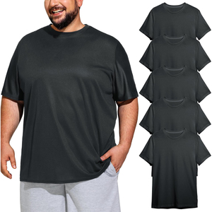 2026 <b>Men's</b> <b>Black</b> Short Sleeve O-Neck Solid Color Garment Dyed Knitted T-<b>Shirt</b> <b>Slim</b> <b>Fit</b> Casual Breathable Jersey Fabric Gym - Product Image 2
