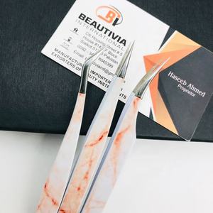 Pinzas de Acero Inoxidable con Diseño de Mármol Personalizables, Logotipo Personalizado, Color Personalizado, Agarre Fuerte, Herramienta para Extensión de Pestañas - Product Image 3