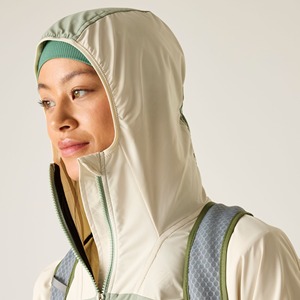 Veste coupe-vent à capuche pour femme, à blocs de couleur, manches longues, fermeture éclair, en polyester, pour l'automne - Product Image 6