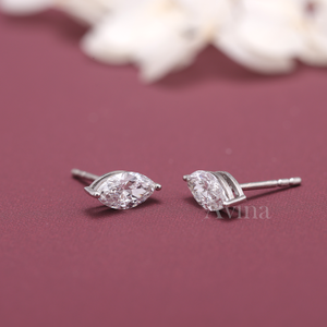 IGI Certified Lab Grown Diamond Marquise Stud Earrings 14K White / Yellow & Rose Gold Solitaire Diamond Stud Earrings - Product Image 5