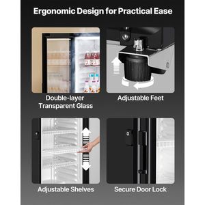 Réfrigérateur commercial vertical avec porte vitrée de 5,7 pi³ pour boissons, vitrine réfrigérée, congélateur - Product Image 6