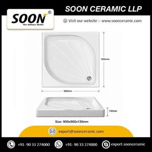 Base de Ducha Cuadrada Moderna de Acrílico Blanco Empotrada con Drenaje Automático para Baños de Hoteles y Villas - Product Image 4