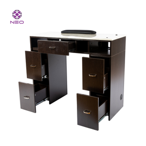 Table à ongles NEO avec plateau en marbre et double tiroir de rangement, mobilier de salon contemporain pour bar à manucure - Product Image 1