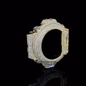 Boîtier de montre de luxe plaqué or avec diamants Moissanite, style Hip Hop, pour homme, personnalisable, bijoux - Product Image 3