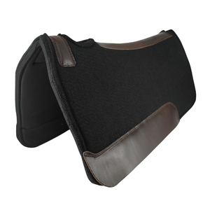 Tapis de selle en feutre de laine noire de qualité supérieure, avec dos renforcé en cuir, résistant aux chocs, antidérapant et respirant pour l'équitation - Product Image 2