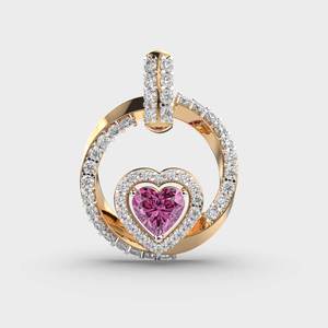 Collier pendentif en saphir rose taille cœur romantique, plaqué or 18 carats, halo de diamants, bijoux pour femme, chaîne serpent - Product Image 2
