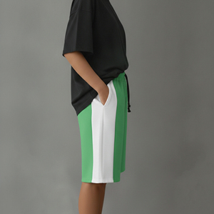 Shorts de basketball personnalisés pour femmes en molleton French Terry 100% coton, bicolores, respirants, séchage rapide, taille haute élastique, 300g, style vintage - Product Image 2