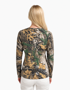 Camiseta de manga larga de camuflaje personalizada para mujer, de algodón premium, transpirable, informal, básica, para mujer, fabricante OEM, venta al por mayor - Product Image 2