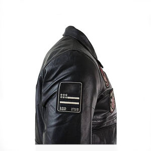 Blouson Bomber Homme 2026 en Cuir de Vachette Noir Original, Meilleure Vente, avec Logo Brodé sur le Devant, Imperméable, 100% Haute Qualité - Product Image 4