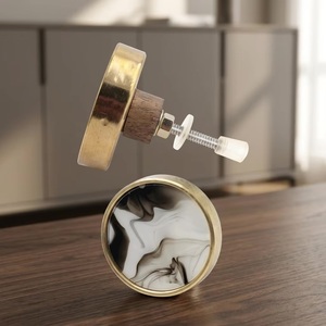 Handicrafts Resin Wood Brass Modern Furniture Handles <b>Knobs</b> for Drawers <b>Cabinets</b> Wardrobes-Kitchen Bedroom Bathroom Living Room - Product Image 1