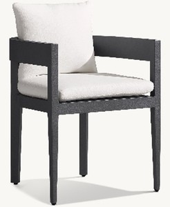 Modern Outdoor <b>Dining</b> Chair Cushioned Patio Armchair Metal Frame Garden Hotel Event Seating - Product Image 1