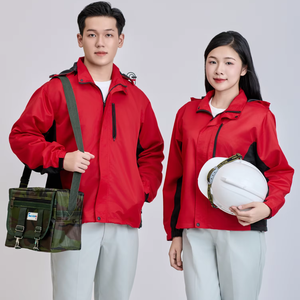 Waterproof Breathable Quick Dry Unisex 100% Polyester RED-BLACK Hard Windproof Thermal Insulation Thin Zipper <b>Stand</b> Hooded - Product Image 1