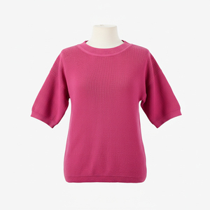 CRAZIGOODS - Top de Punto Casual para Mujer, Cuello Redondo, Color Sólido, 100% Acrílico, Manga Corta, Antiarrugas, Delgado, para Todas las Temporadas - Product Image 6