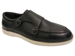 Mocasines de Cuero Negro con Punta Redonda, Hebilla, Plantilla Acolchada de EVA, Suela de Goma, para Todas las Temporadas, Color Sólido - Product Image 1