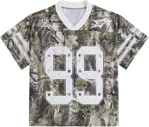 Maillot de football américain personnalisé surdimensionné coupe ample en maille pour hommes et femmes avec imprimé graphique vintage et motif logo - Product Image 1