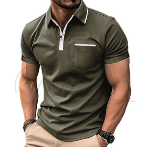 T-shirts respirants à manches courtes pour hommes de haute qualité, broderie de logo personnalisée, motif uni, tissu jersey, polo uni - Product Image 2