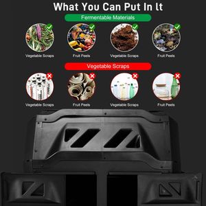 Composter a Doppia Camera da Esterno Nero da 42 Galloni, Aeratore Rotante a Doppio Lato per Compostaggio - Product Image 3